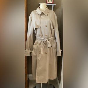 Bradley Jons Insulated Double Breasted Belted Trench Coat Men 42R Wool Lined Tan